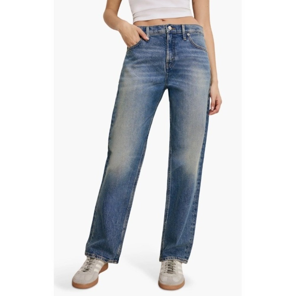 NWT Good American Standard Straight Jeans Sz 10 30 Indigo868 28 Inseam Mid-rise - Picture 2 of 10